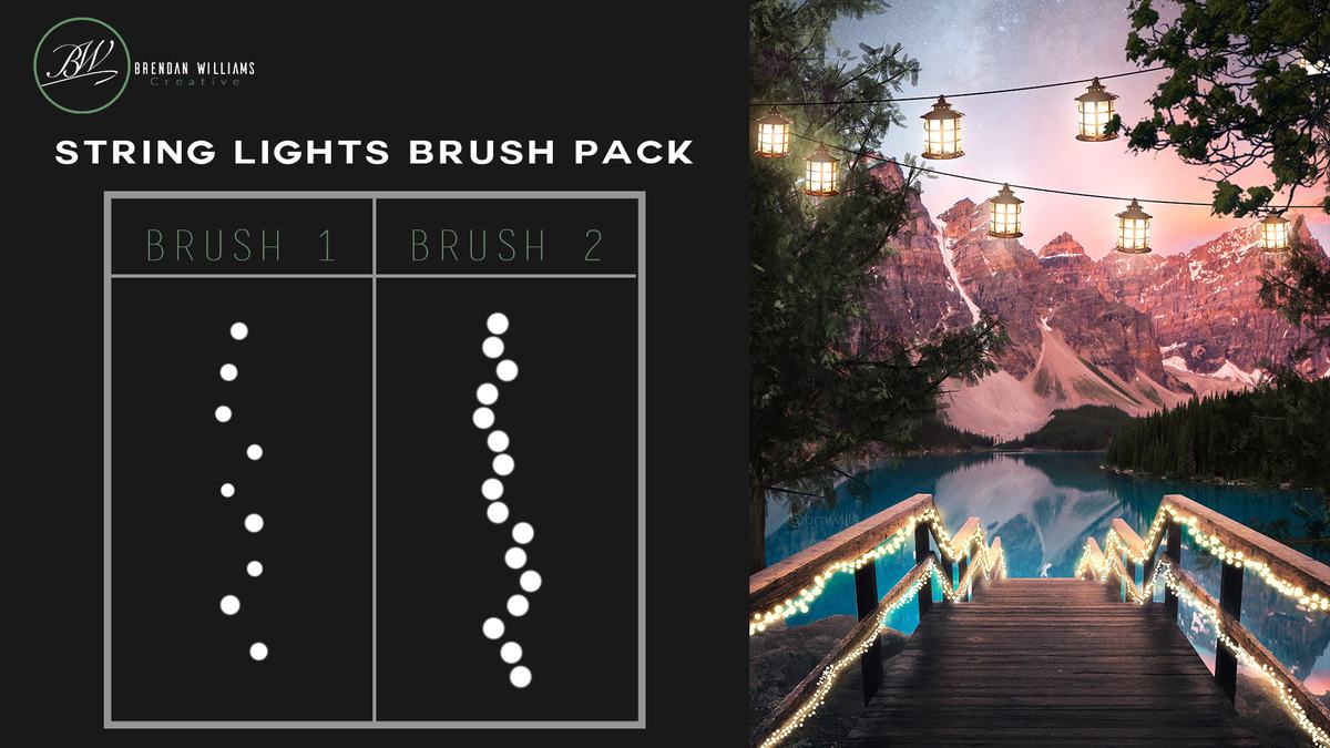 nois7 style string lights, photoshop brush pack, tutorial, free brushes