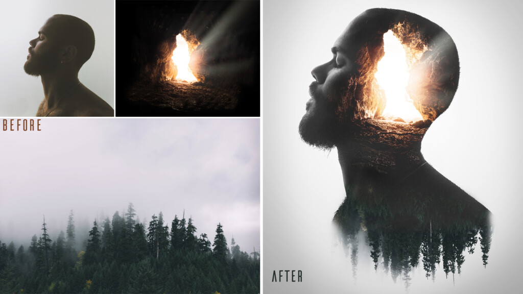 double exposure photoshop before and after