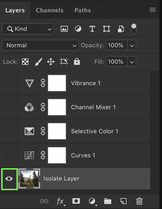 photoshop shortcuts isolate layer