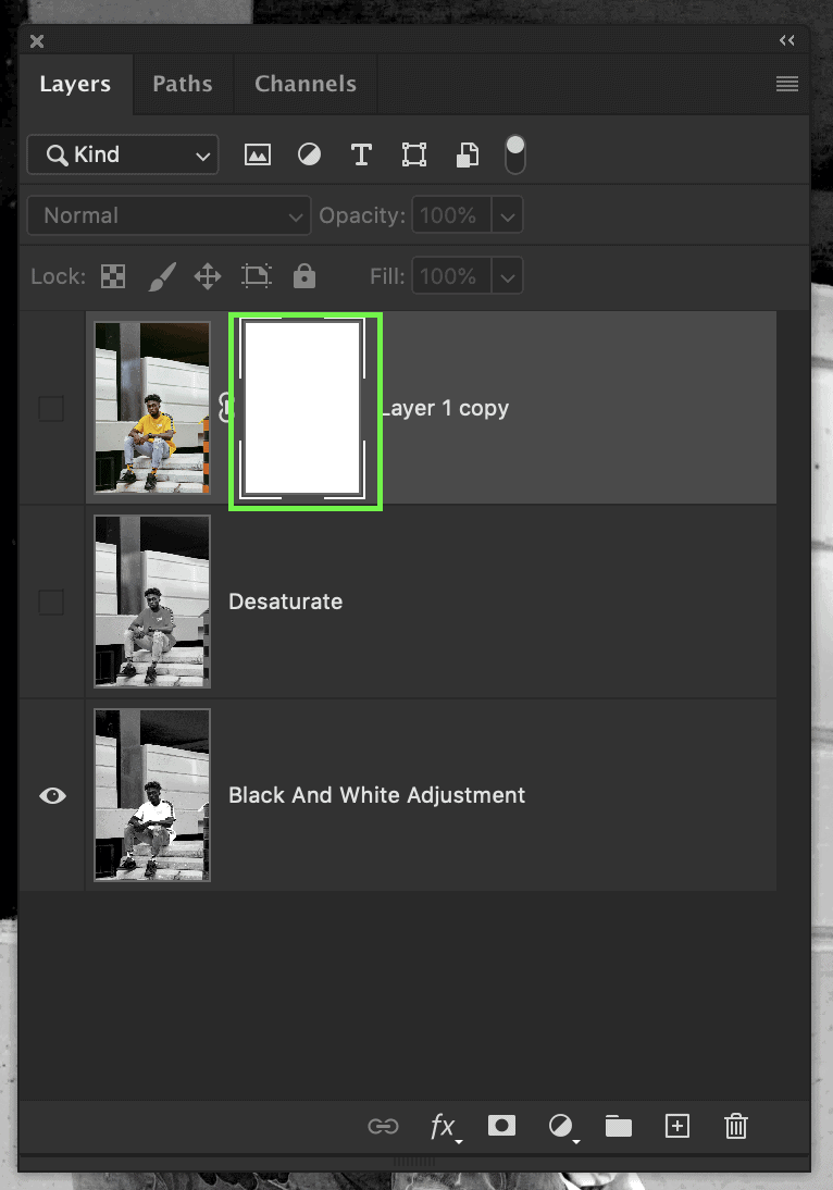 how to make a photo black and white except one colour