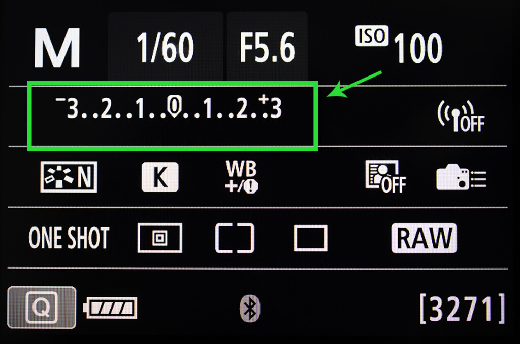 Exposure-meter-on-camera-settings-display