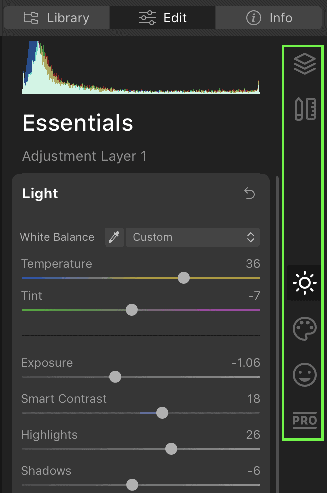 improved edit module in Luminar 4