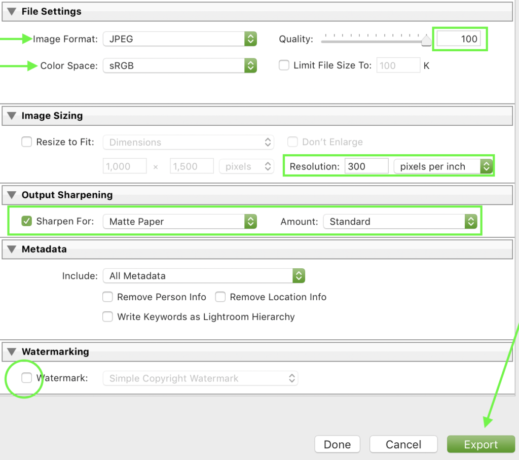 best-lightroom-export-settings-for-print