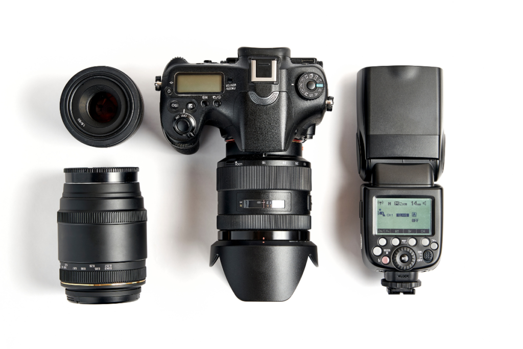 camera gear flatlay