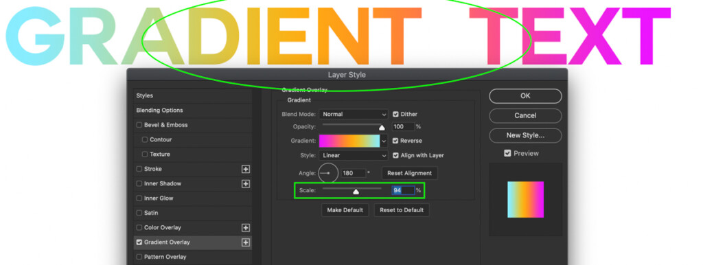 how to put gradient in text photoshop