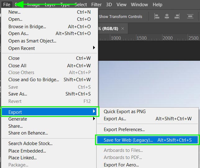 save for web photoshop mac