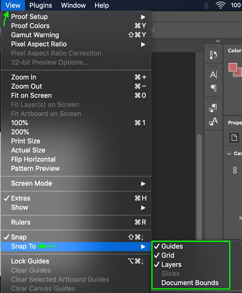 how to turn off snapping in photoshop