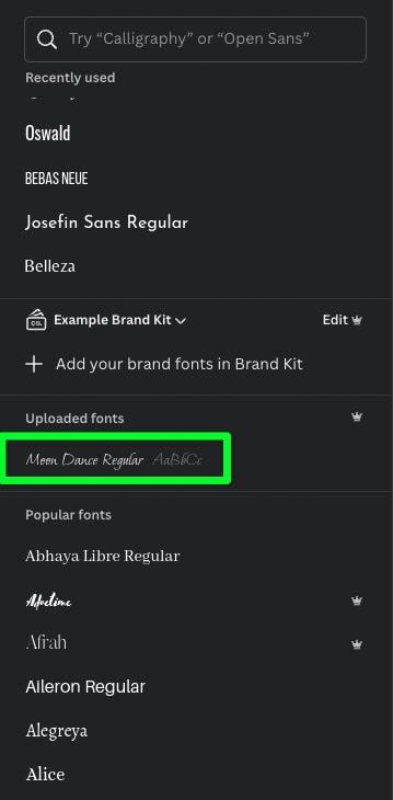 safari font in canva